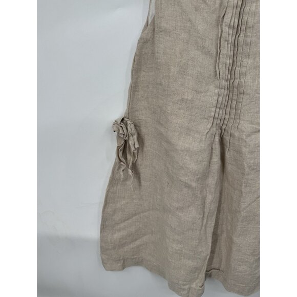 The Oaks Apparel Cotton Linen Blend Mini Dress Kids 7 Beige Lagenlook Minimalist - Picture 8 of 8